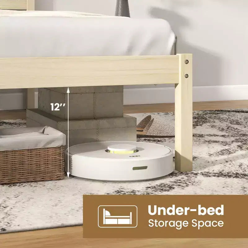 Costway Full/Queen/Twin Size Wooden Platform Bed Frame with Headboard Mattress Foundation Natural