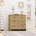 31.5 4-Drawer Rattan Dresser for Living Room and Bedroom, Natural - ModernLuxe